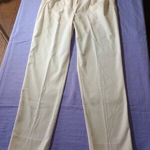 American Apparel Women White Twill Pleated Pant Medium Made USA 2 Front Pockets